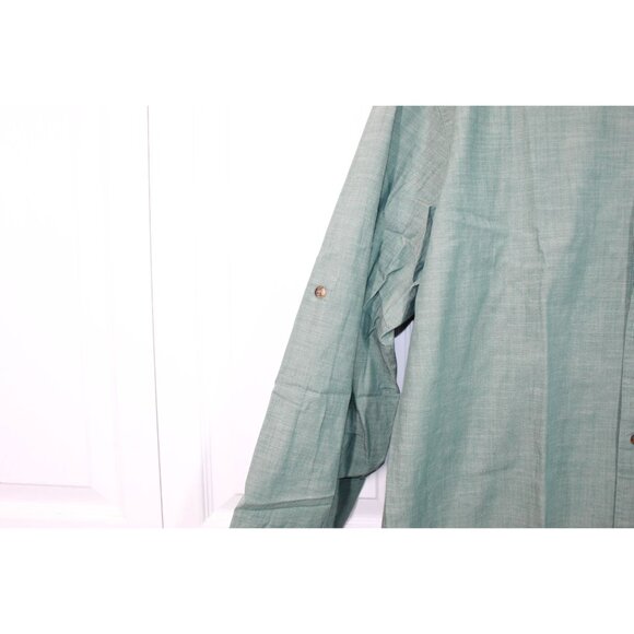 LL Bean Men's Green Cotton Traditional Fit Long Sleeve Button Up Shirt - Picture 4 of 10